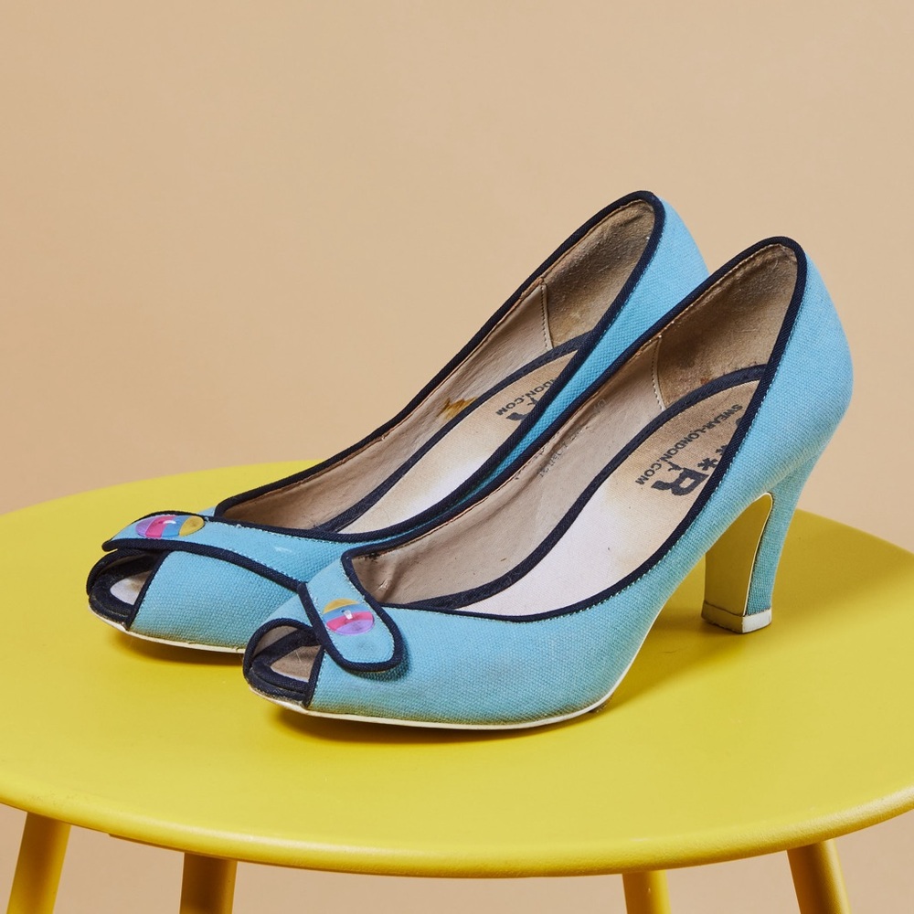 SWEAR London Blue Peep-Toe Pumps, 3” heel size 9 US/40 EU